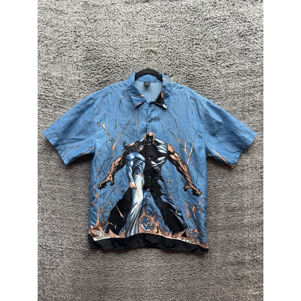 Vintage Claudio Nucci Anime Manga Fighting Warriors Button-Up Shirt Mens Size L